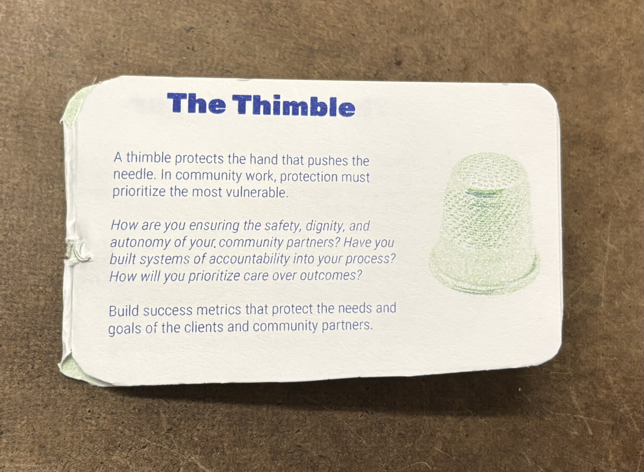 Patchworks repair kit zine thimble as metaphor